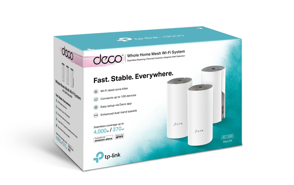 Безжична Mesh Wi-fi система TP-Link Deco E4 AC1200 (3-pack)-photo 3