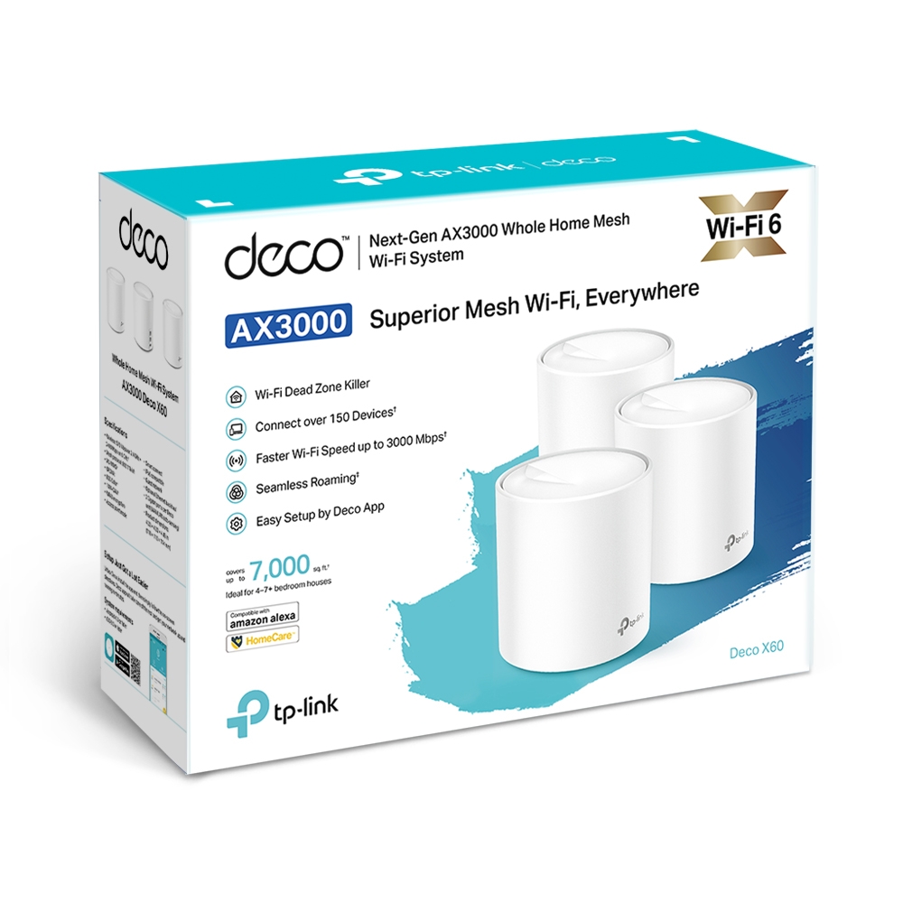 Безжична Wi-fi 6 Mesh система TP-Link Deco X60(3-pack) AX3000-photo 1
