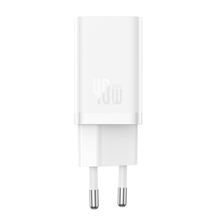 Зарядно устройство 220V Baseus 40W, 2xUSB-C, GaN 5 CCGP180102 - бяло
