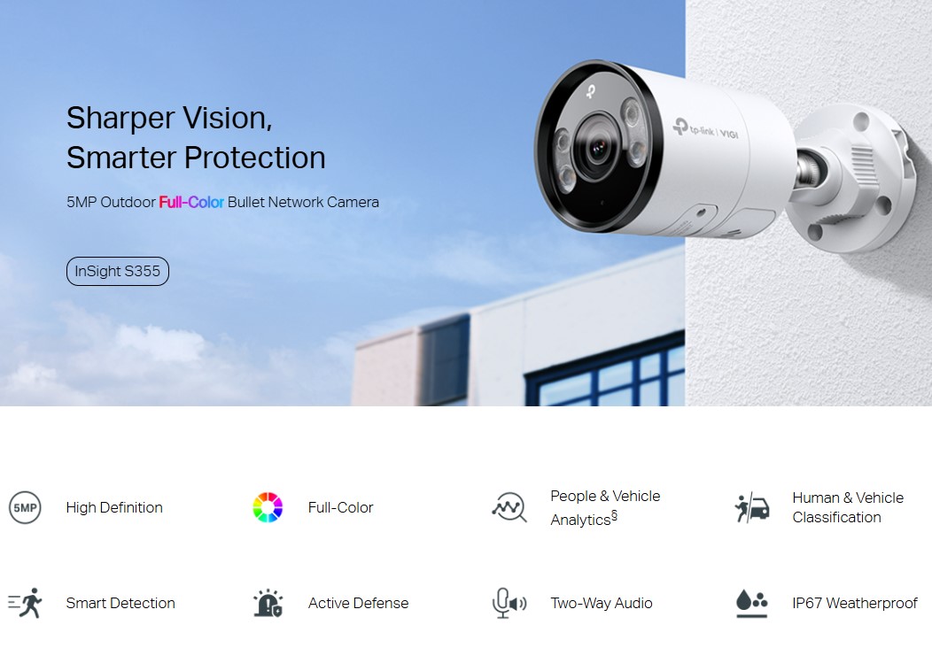 5MP външна пълноцветна Bullet мрежова камера TP-Link VIGI InSight S355(6mm)-photo 4