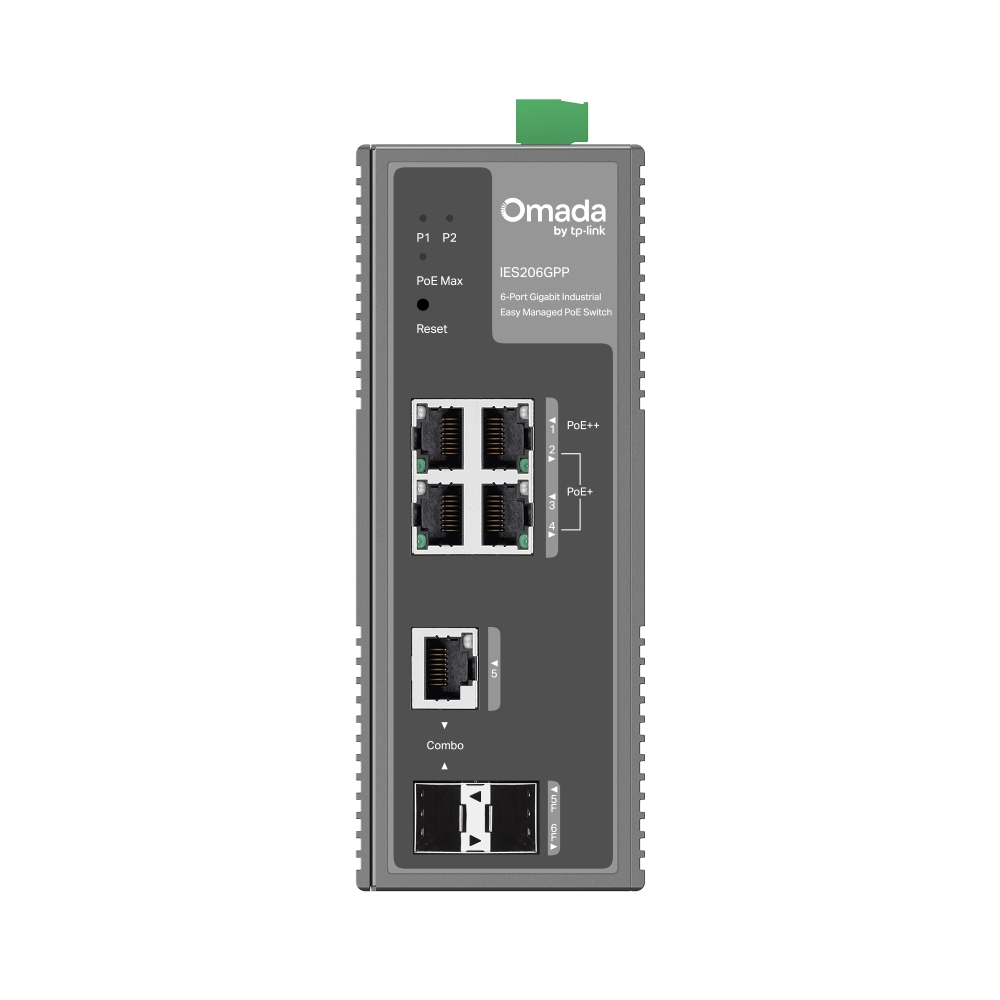 6-портов гигабитов индустриален лесно управляем комутатор TP-Link Omada IES206GPP с 3 PoE+ порта и 1 PoE++ порта-photo 1