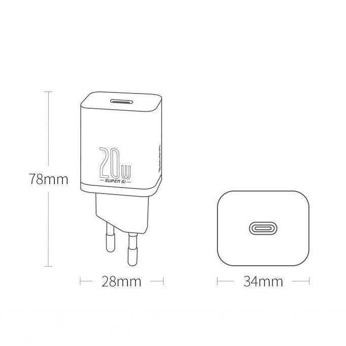 Зарядно устройство Baseus Super Si QC USB-C, 20W, черно-photo 2