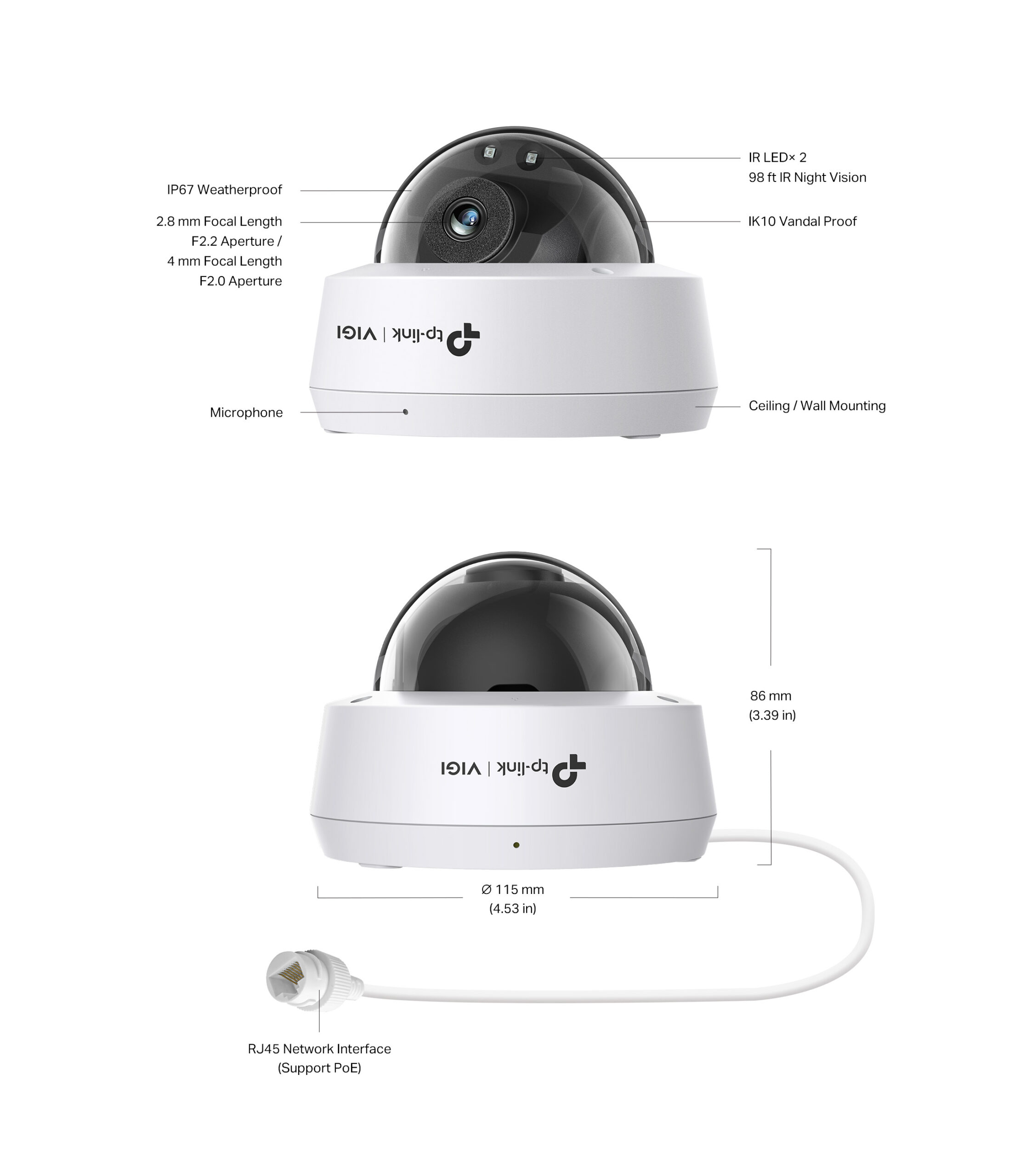 2MP IR куполна мрежова камера TP-Link VIGI C220I(4mm)-photo 3