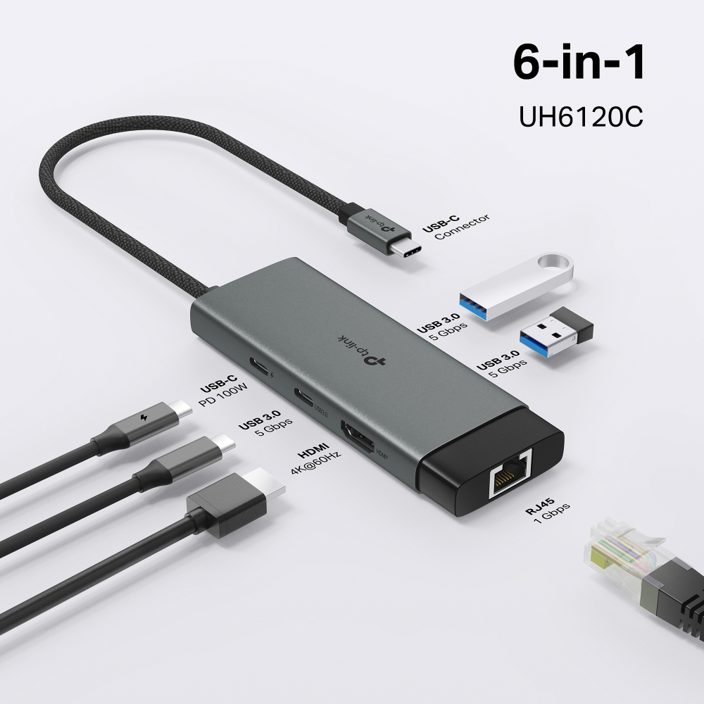 USB хъб TP-Link Type-C 6 в 1 UH6120C - Image 4
