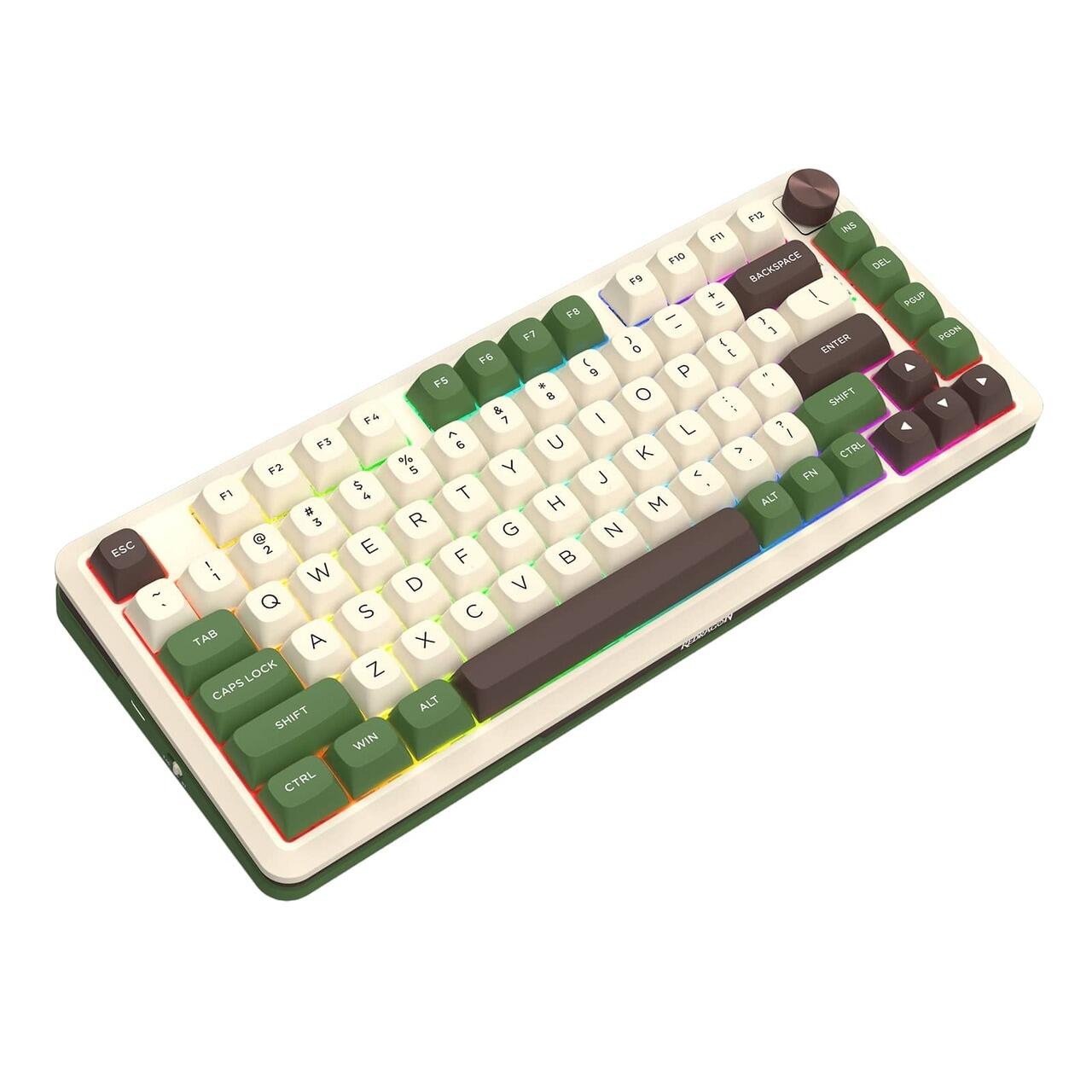 Геймърска механична клавиатура Redragon Cyrus Pro K681CGC-RGB-PRO с Bluetooth и безжична връзка, бяла със зелено и RGB осветление-photo 4