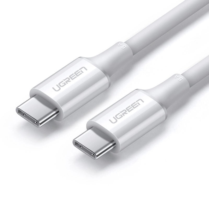 Кабел Ugreen US300 60552, USB-C/USB-C 5А,DATA, 2м - бял-photo 1