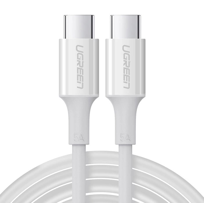 Кабел Ugreen US300 60552, USB-C/USB-C 5А,DATA, 2м - бял