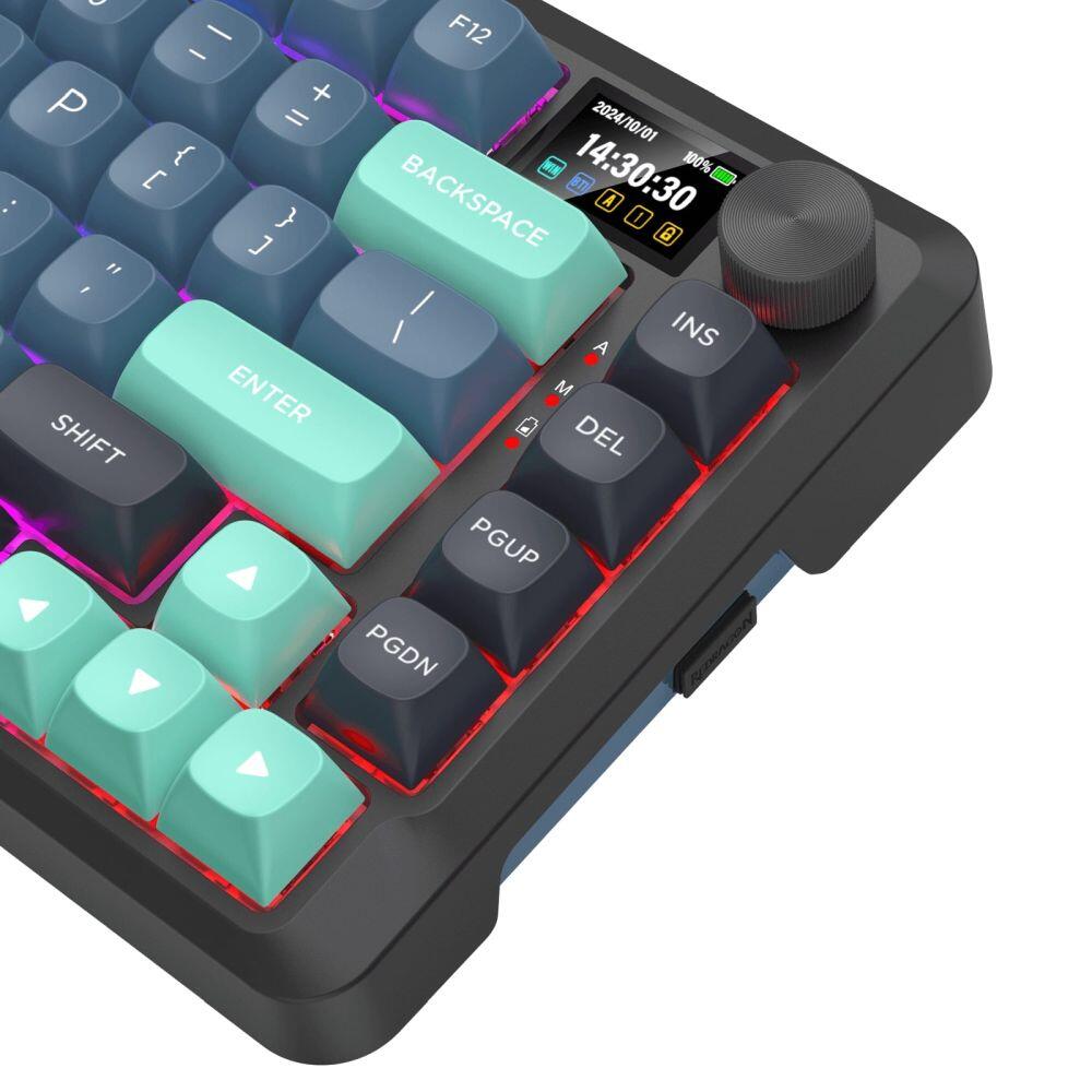 Bluetooth и безжична механична геймърска клавиатура Redragon Behemoth Pro K724SP-RGB-PRO, RGB осветление - черна със сив градиент-photo 3