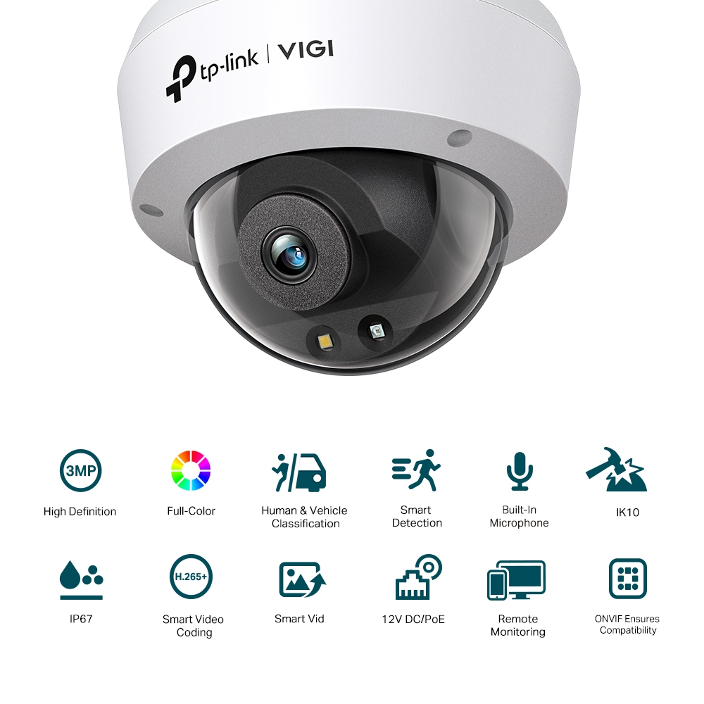 3MP пълноцветна куполна мрежова камера TP-Link VIGI C230(2.8mm)-photo 2