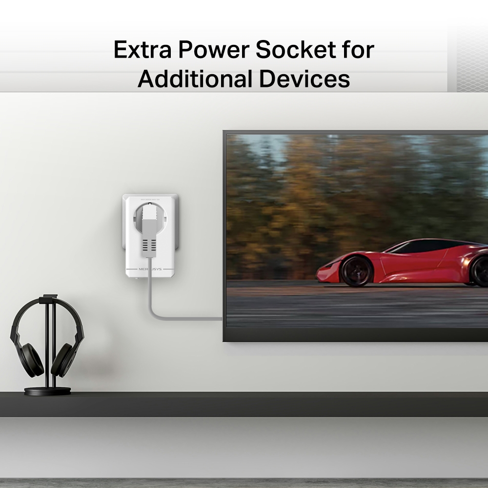 Стартов комплект Gigabit Passthrough Powerline адаптери Mercusys MP500P KIT AV1000 - Image 5