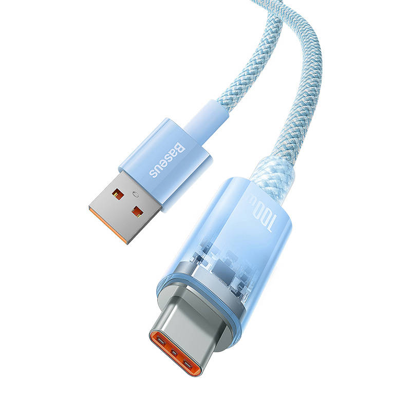Кабел Baseus Explorer USB към USB-C 100W 1м CATS010403 - син-photo 3