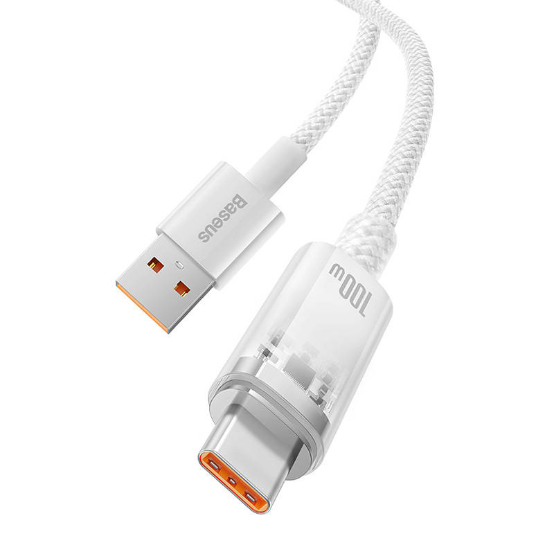 Кабел Baseus Explorer USB към USB-C 100W 1м CATS010402 - бял-photo 4