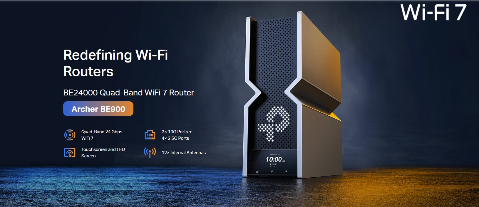 Рутер Wi-Fi 7 TP-Link Archer BE900 24000 4-лентов-photo 4