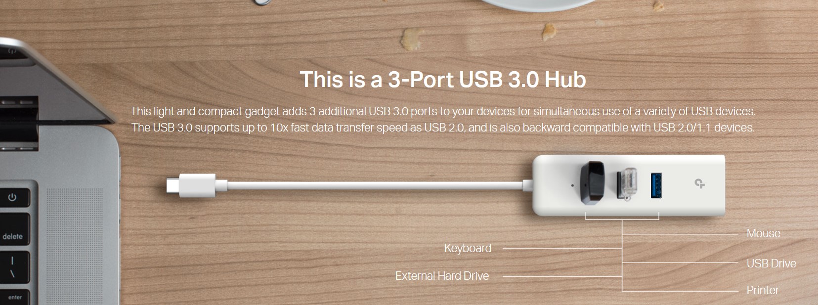 USB Type-C 3-портов хъб и гигабитов Ethernet адаптер TP-Link UE330C-photo 2