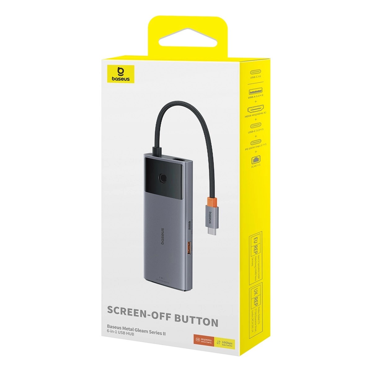 Докинг станция Baseus Metal Gleam Series II 155478 6-в-1 USB-A/USB-C/USB-C PD/HDMI/RJ45 - черен-photo 4