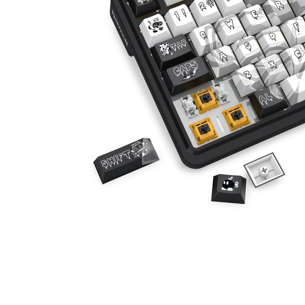 Bluetooth и безжична механична геймърска клавиатура Redragon Artemis Pro Anime K719GF-RGB-PRO RGB осветление - черно с бяло-photo 4