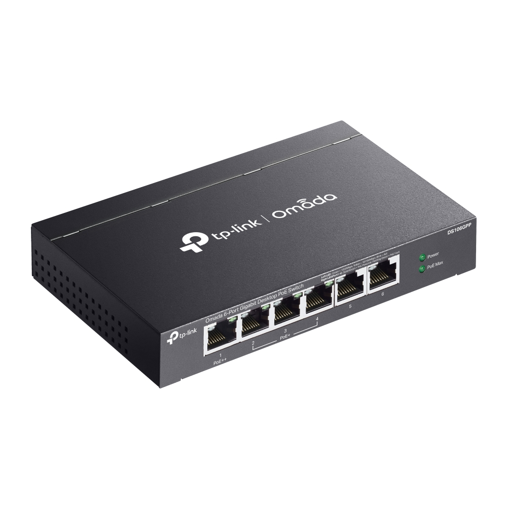 6-портов гигабитов неуправляем комутатор TP-Link Omada DS106GPP с 3-портов PoE+ и 1-портов PoE++-photo 3