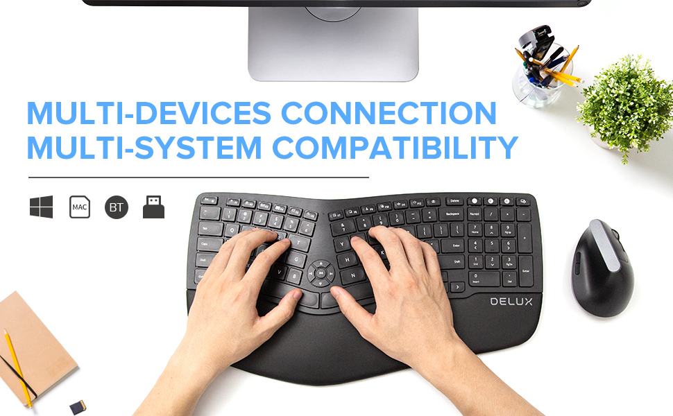 Клавиатура Delux GM902 безжична/Bluetooth черна с подсветка-photo 3