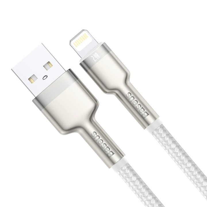 Кабел Baseus Cafule Metal Series USB-A към Lightning, 1м CALJK-A02 - бял-photo 2