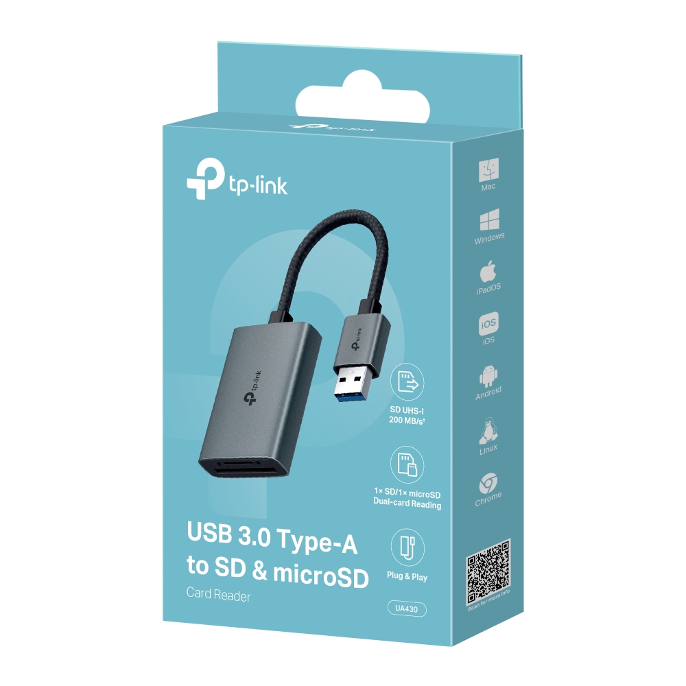 Четец на карти USB 3.0 Type-A към SD и microSD 3.0 TP-Link UA430-photo 3