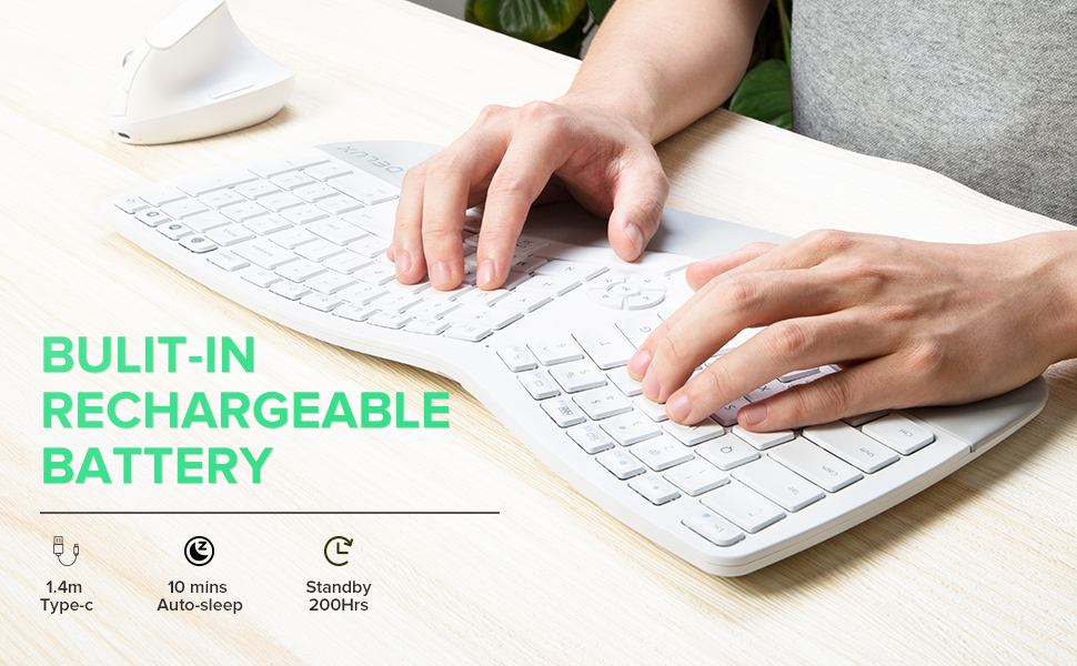 Клавиатура Delux GM902 безжична/Bluetooth бяла US Layout-photo 4