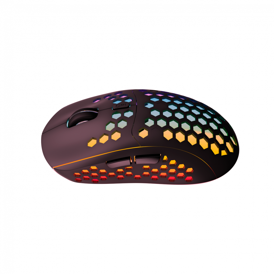 Canyon 7keys Gaming 2.4G wireless mouse, KA8 sensor, DPI up to 1600, rubber coating on panel, Huano 1million switch, 45cm PVC cable, ABS material. 400mAh battery, size: 125.8*63.7*41mm, weight: 95g, Black-photo 4