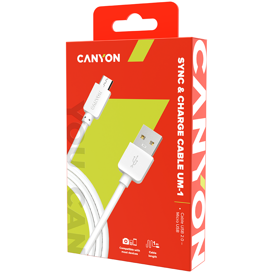 CANYON Micro USB cable, 1M, White - Image 2