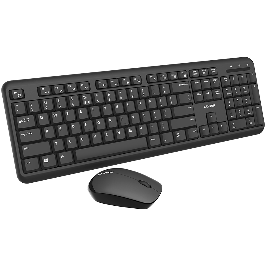 CANYON SET-W20 EN/BG Keyboard+Mouse Velvet Wireless Black-photo 1