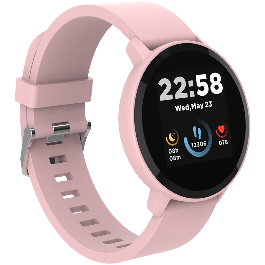 CANYON Lollypop SW-63, Smart watch, 1.3inches IPS full touch screen, Round watch, IP68 waterproof, multi-sport mode, BT5.0, compatibility with iOS and android, Pink, Host: 25.2*42.5*10.7mm, Strap: 20*250mm, 45g-photo 1