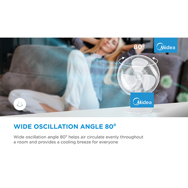 Table fan, 40W, 40cm, 3 speeds, mechanical, noise level: 50-60 dB, Oscillation 80°, Tilting +24° -12°-photo 1