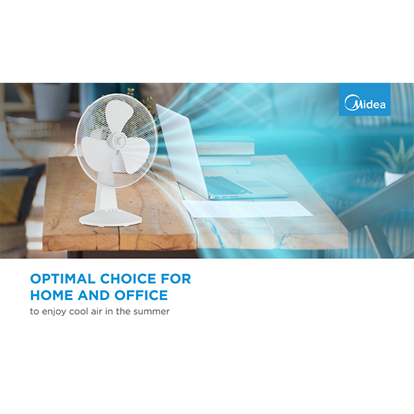 Table fan, 40W, 40cm, 3 speeds, mechanical, noise level: 50-60 dB, Oscillation 80°, Tilting +24° -12°-photo 3