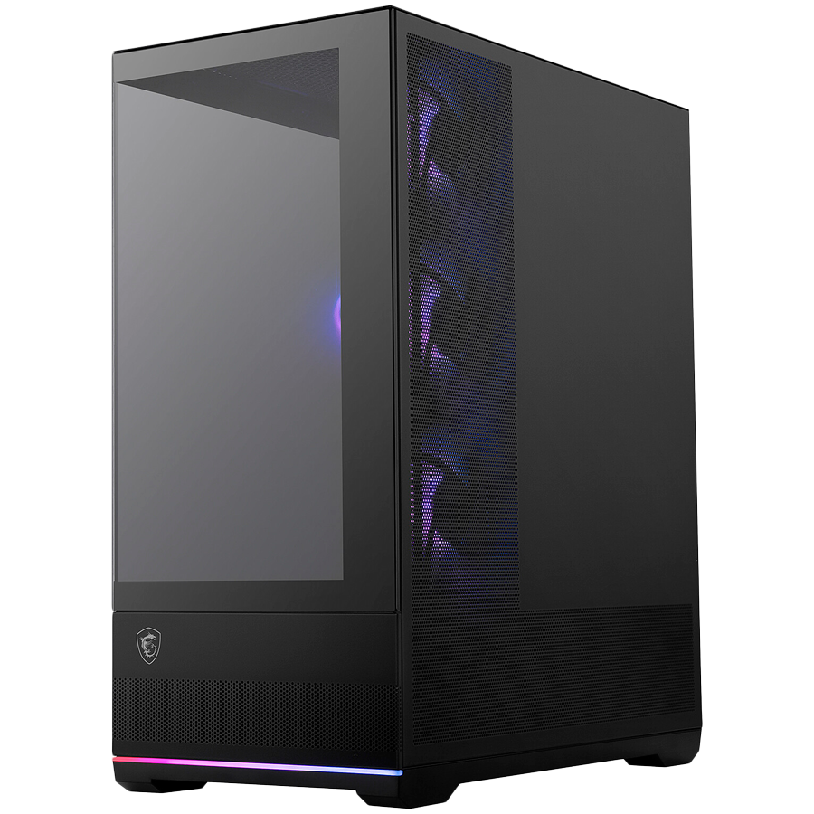 MSI MAG PANO 110R PZ, Mid-Tower, ATX/M-ATX/ITX, 2x USB 3.2, 1x USB Type-C 20Gbs, 1x Audio/Mic, LED Button, ARGB Hub, 4x 120mm ARGB Fans, ARGB Fan Hub, Mesh Panel, Tempered Glass, Black - Image 3