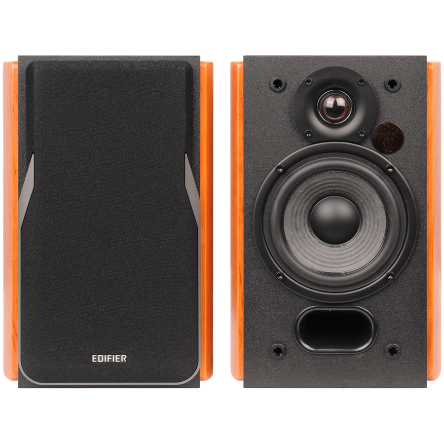 Edifier R1380DB 2.0 Bookshelf Speakers, BT V5.1, Optical, Coaxial, RCA, 1-inch Tweeters, 4-inch Drivers, 42W (RMS), Control Knobs and Remote Control, Brown-photo 2