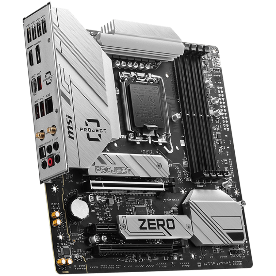 MSI B760M PROJECT ZERO, mATX, Socket LGA 1700, Dual Channel DDR5 7800+(OC)MHz, 2x PCIe x16 slots, 2x M.2 slots, 1x HDMI, 1x DP, 4xUSB 2.0, 3xUSB 10Gbps Type A, 1xUSB 20Gbps Type C, 7.1 HD Audio, 2.5Gbps LAN - Image 2