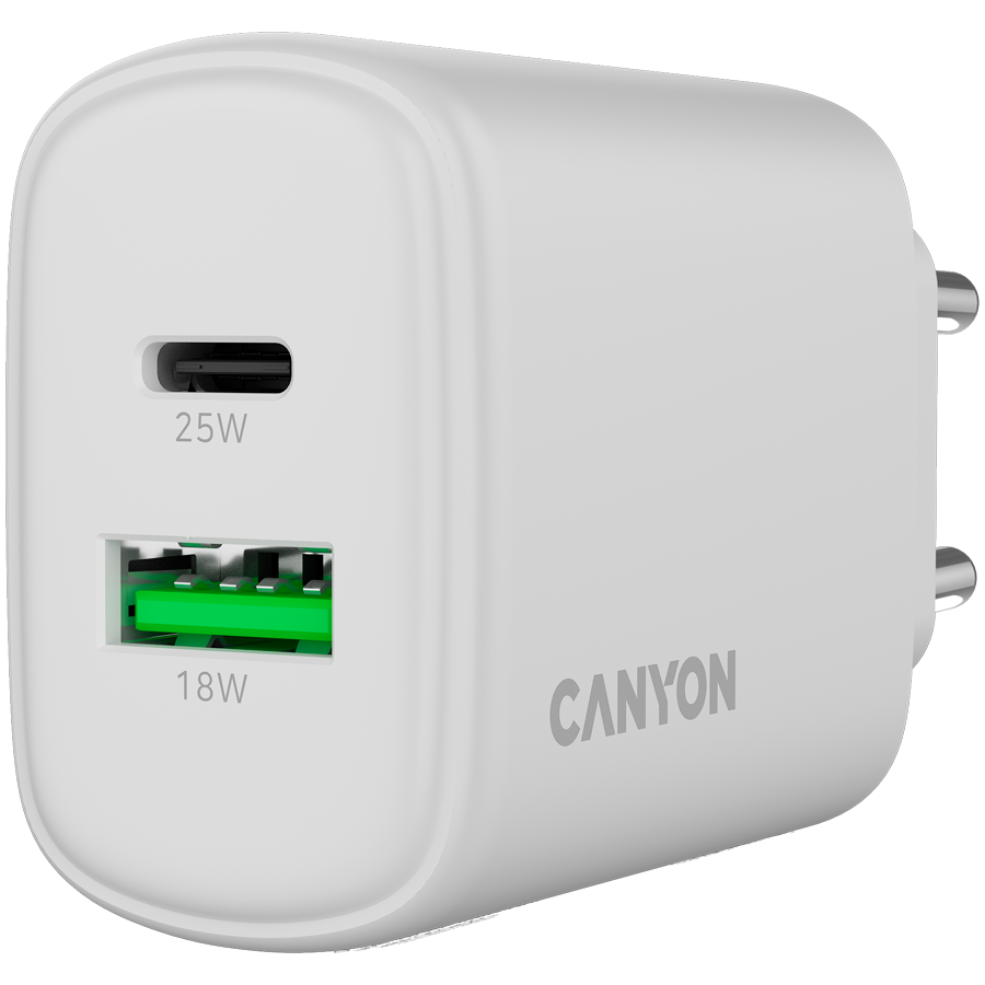 CANYON charger OnCharge 250 25W 1xPD 1xQC EU White-photo 4