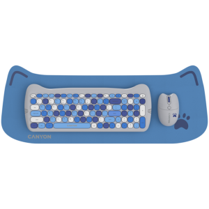 CANYON HSET-W6 EN Keyboard+Mouse Kitty Edition AAA+АА Wireless Blue