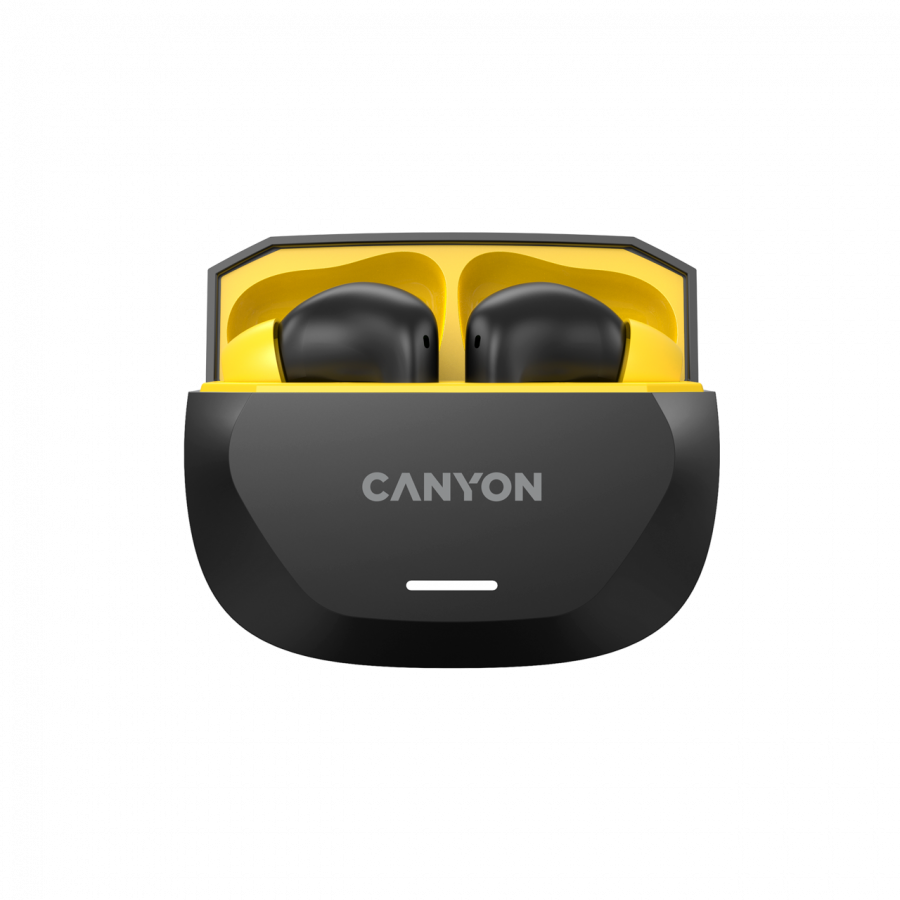 CANYON headset HEXAGON 7 TWS ANC+ENC Wireless Charge Black Yellow-photo 2
