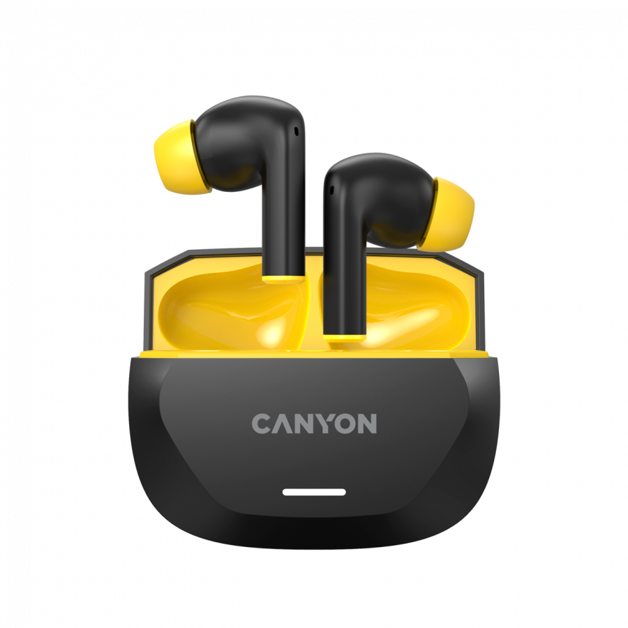 CANYON headset HEXAGON 7 TWS ANC+ENC Wireless Charge Black Yellow-photo 3