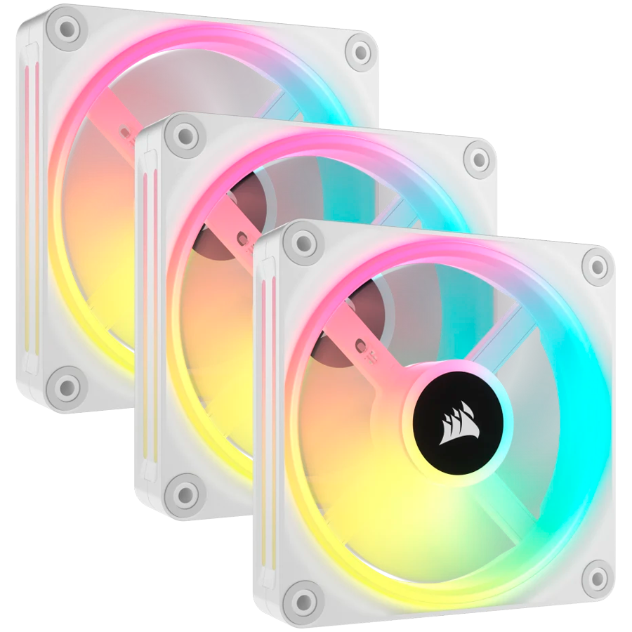 CORSAIR iCUE LINK QX120 RGB WHITE, 120mm Magnetic Dome RGB Fan, Triple Fan Kit