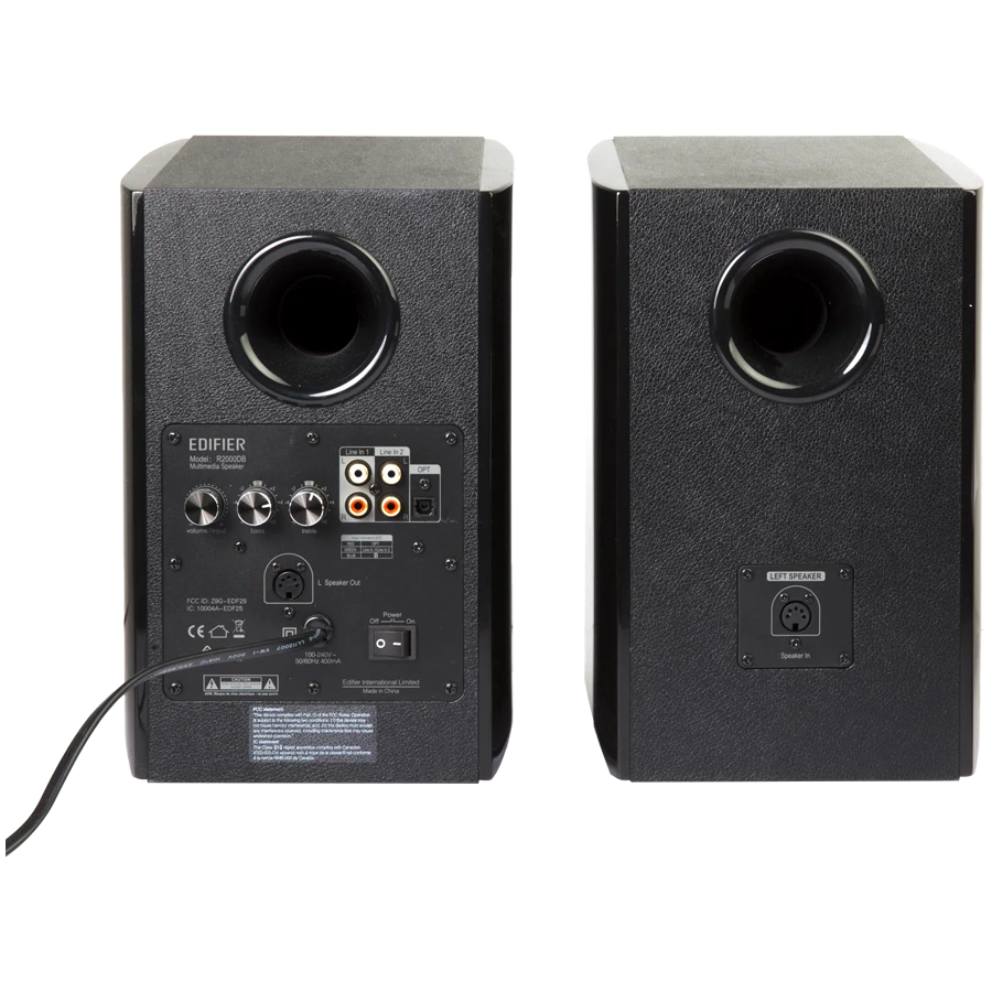 Edifier R2000DB 2.0 Bookshelf Speakers, Bluetooth, 3.5mm to RCA, Optical, 1-inch Tweeters, 5-inch Drivers, 120W (RMS), Control Knobs and Remote Control, Black-photo 4