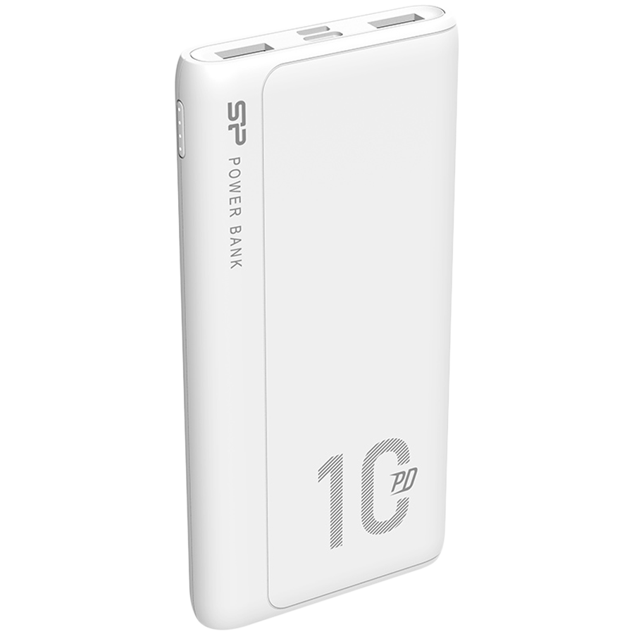 Silicon Power QP15 10.000mAh PowerBank > 500 charging cycles 2x USB A Out, 1x Micro USB in + 1x USB C In/out, Li-Polymer, 10000mAh, Fast Charge, White-photo 1