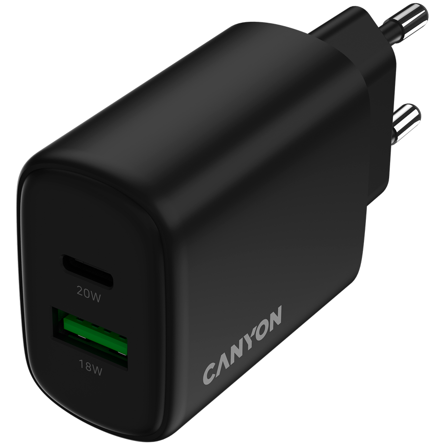 CANYON charger OnCharge 200 20W 1xPD 1xQC EU Black-photo 3