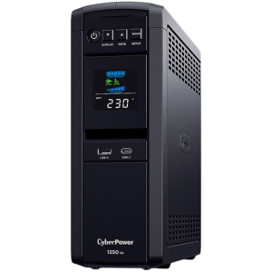 CyberPower UPS AVR,1350VA/810W, Line-Interactive, LCD display, Sine Wave output (for Active PFC ), 6x Schuko, Runtime at 500W ( min ):7, Surge protection; slot SNMP card; CP1350EPFCLCD