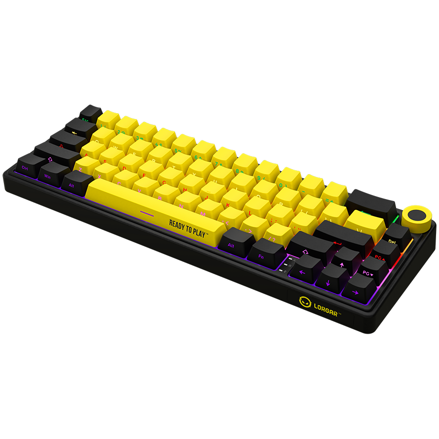 LORGAR KBP70MW, Wireless 65% Mechanical Gaming Keyboard Pro, Black/yellow, EN layout-photo 1