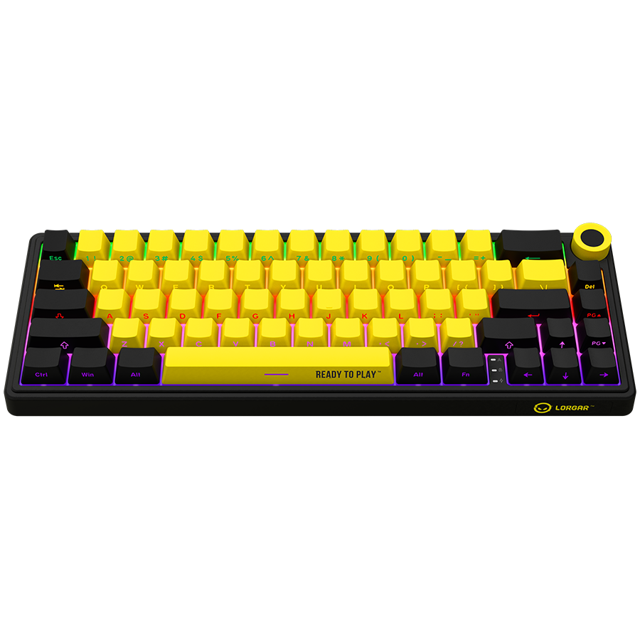 LORGAR KBP70MW, Wireless 65% Mechanical Gaming Keyboard Pro, Black/yellow, EN layout-photo 2