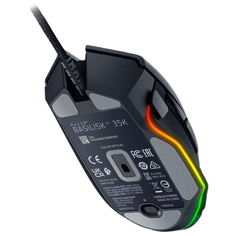 Razer Basilisk V3 35K Gaming Mouse, Black, Focus Pro 35K Optical Sensor Gen-2, Optical Mouse Switches Gen-3, Razer™ Speedflex Cable, 4-Way Razer™ HyperScroll Tilt Wheel, 35K DPI-photo 1