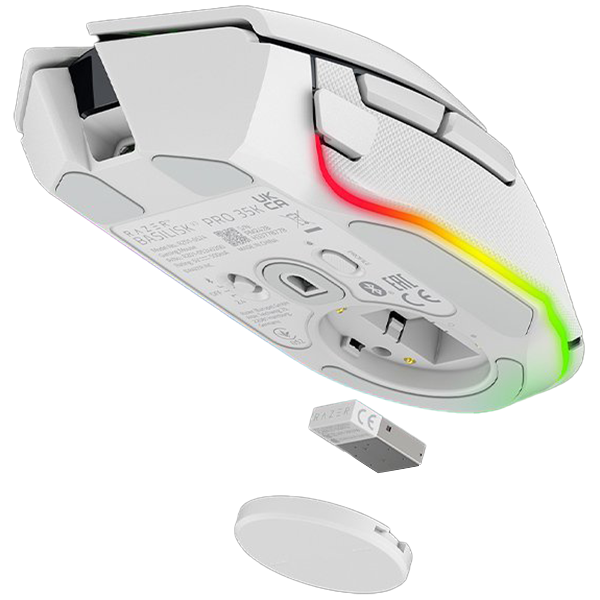 Razer Basilisk V3 Pro 35K, White, Gaming Mouse, HyperSpeed Wireless, Bluetooth, Focus Pro 35K Optical Sensor Gen-2, 35000 DPI, Configurable Razer HyperScroll Tilt Wheel, Up to 140 Hours on Razer™ HyperSpeed Wireless-photo 2