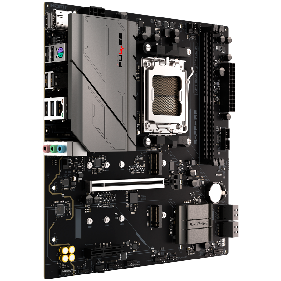SAPPHIRE AMD PULSE A620AM Ryzen R3/R5, 2x DDR5, PCIE 4, 1x M.2 Gen4, 1x M.2 Gen3, LAN 1 Gbps, USB, MATX - Image 2