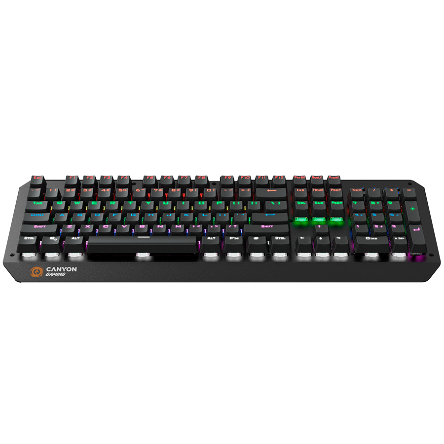 CANYON Hazard GK-6, Wired multimedia gaming keyboard with lighting effect, 108pcs rainbow LED, Numbers 104keys, EN double injection layout, cable length 1.8M, 450.5*163.7*42mm, 0.90kg, color black-photo 1