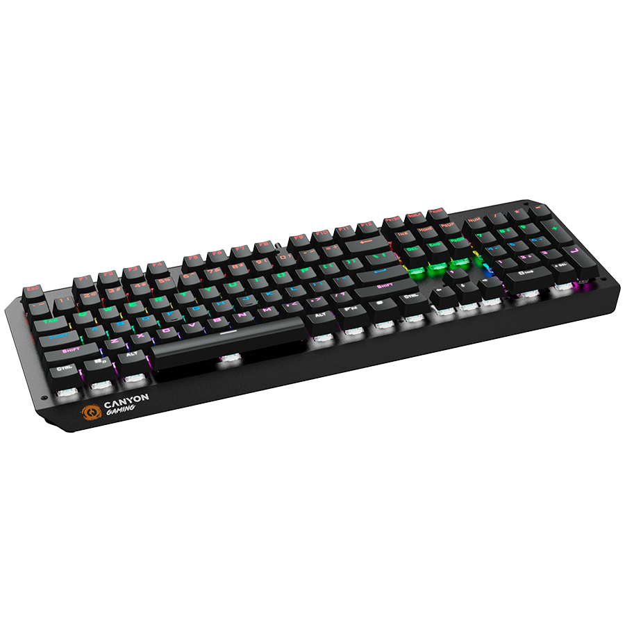 CANYON Hazard GK-6, Wired multimedia gaming keyboard with lighting effect, 108pcs rainbow LED, Numbers 104keys, EN double injection layout, cable length 1.8M, 450.5*163.7*42mm, 0.90kg, color black-photo 2